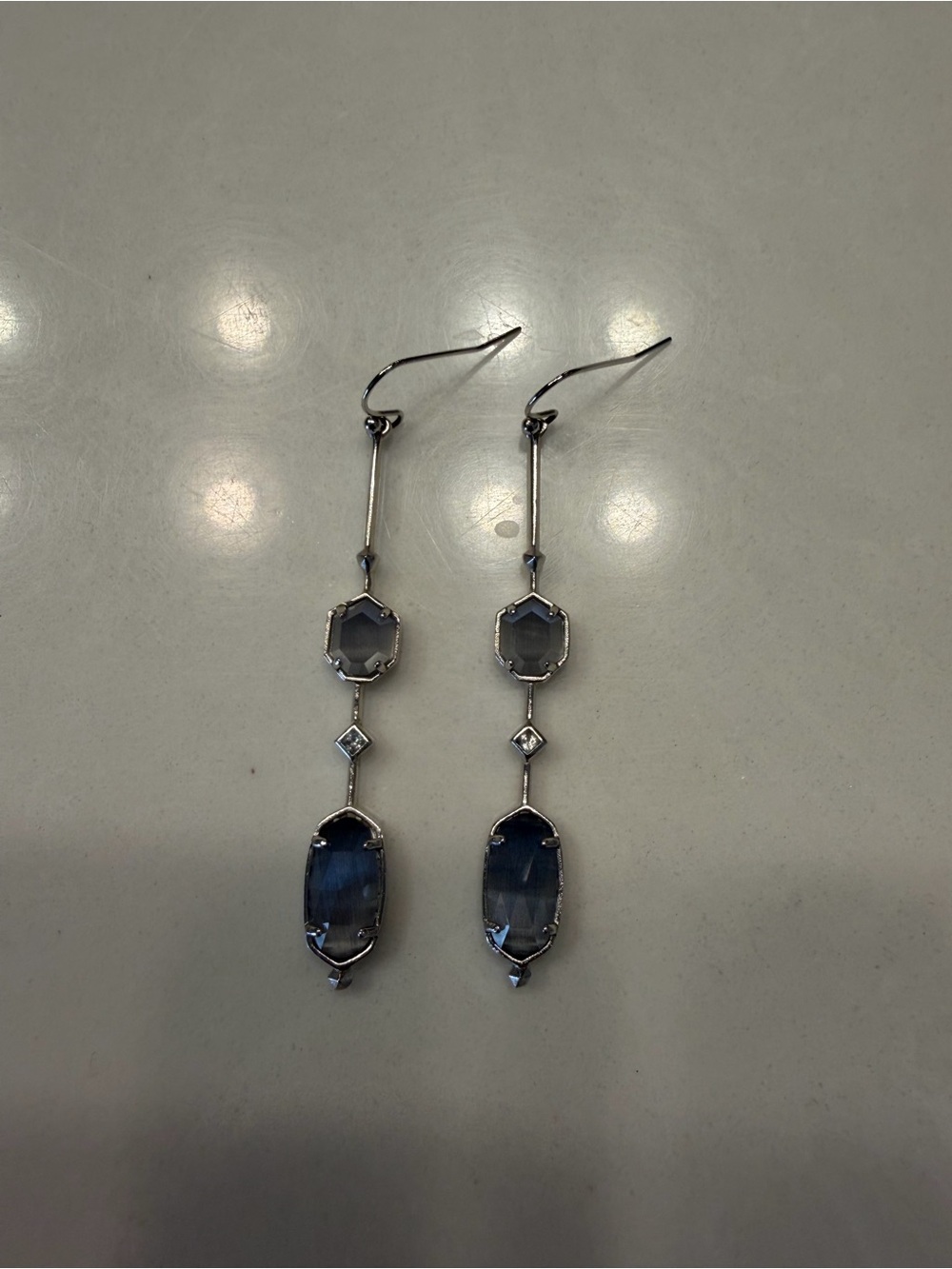 Kendra Scott Silver Gray Faceted Drop Earrings